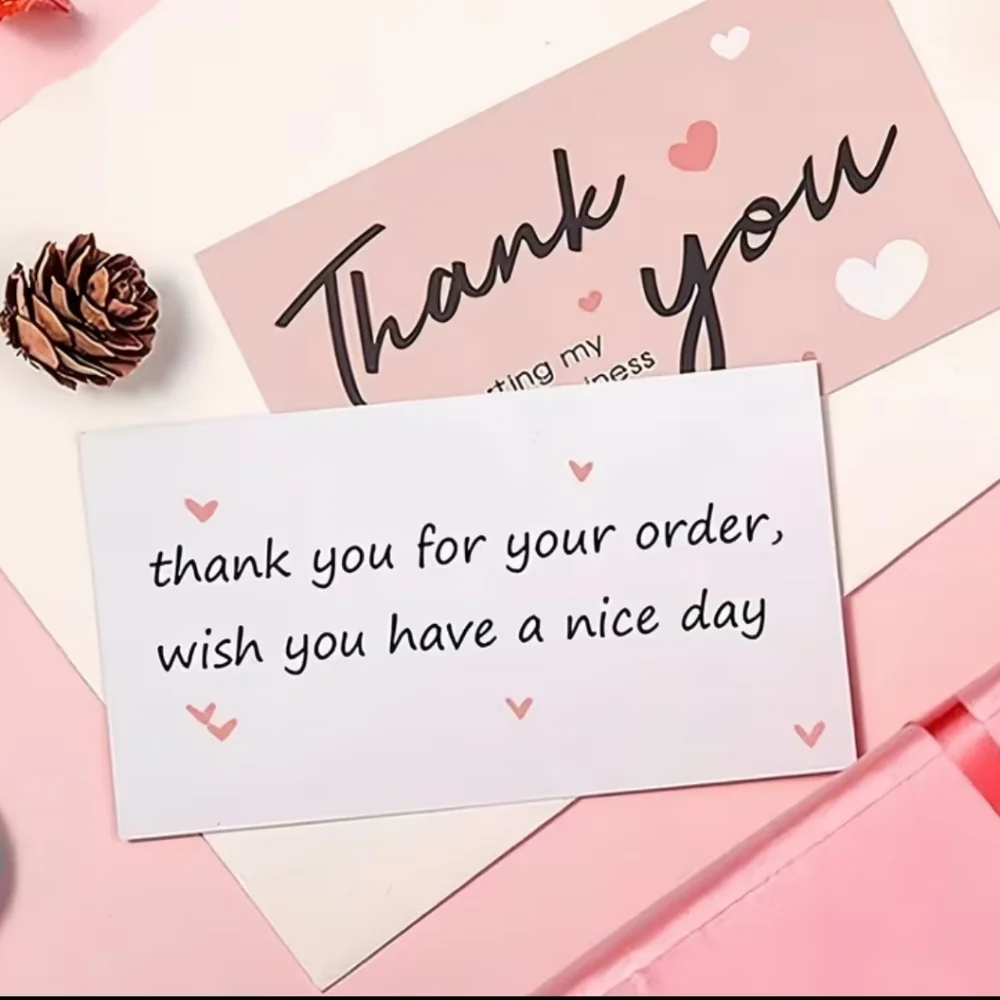Thank You Cards & Envelopes, Roll Of Stickers & Small Resealable Bags.